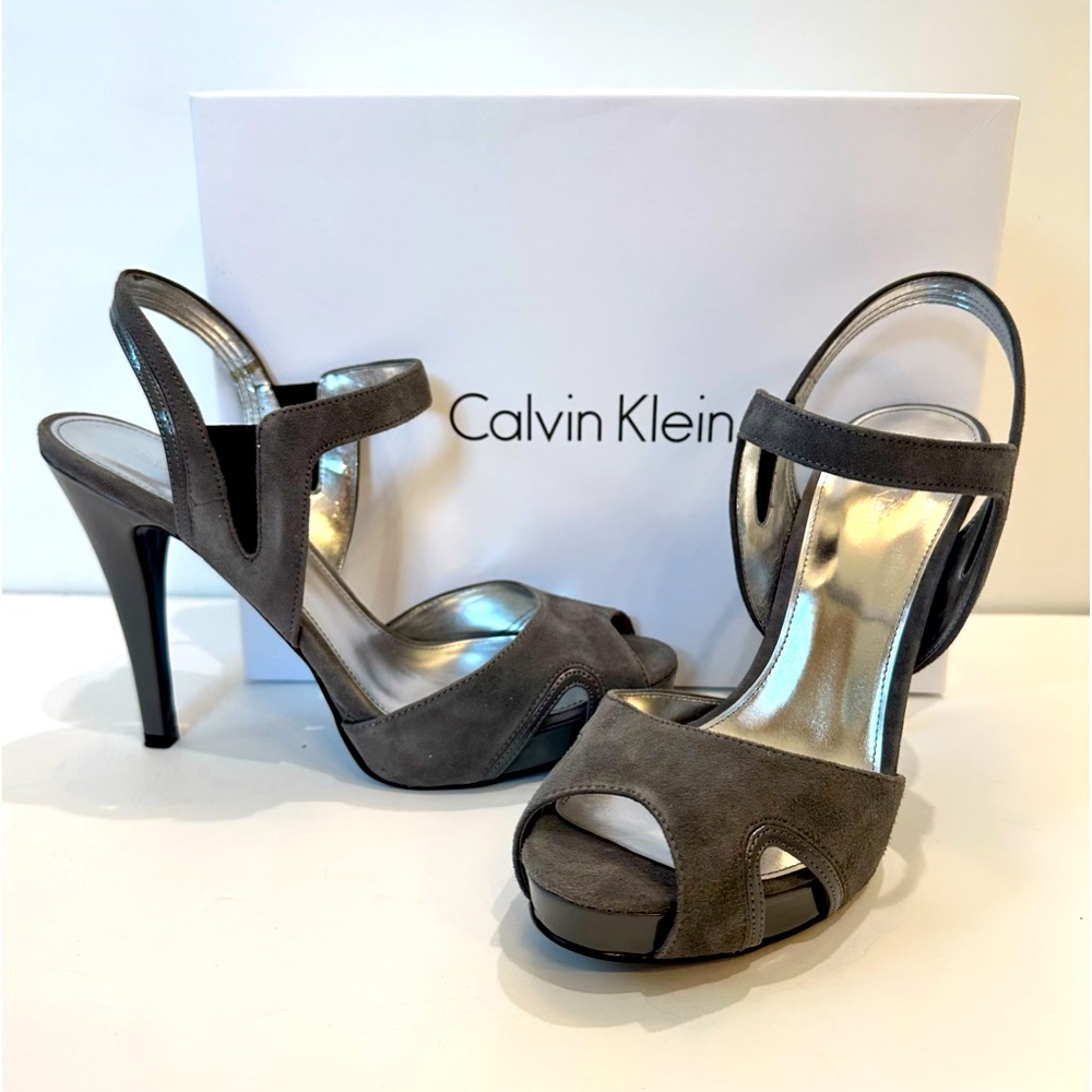 CALVIN KLEIN PRIVE SUEDE PLATFORM HEELS